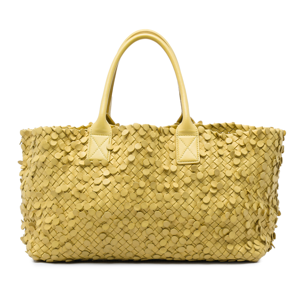 Pre-Loved Bottega Veneta Medium Nappa Intrecciato Poussin Paillettes Cabat Tote